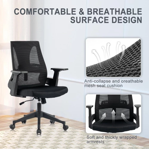 Office Chair Heavy Duty Mesh Ergonomic Computer Chairs with Adjustable Lumbar Support and Wide Comfy Seat