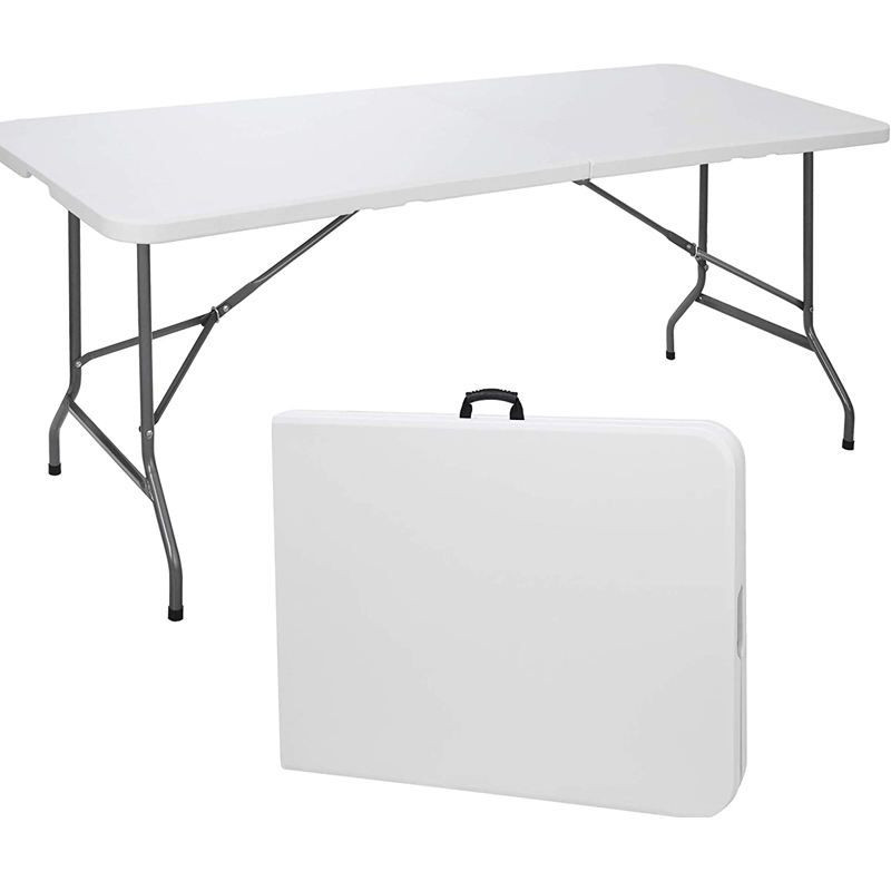 6FT White Outdoor Rectangular Plastic Folding Table