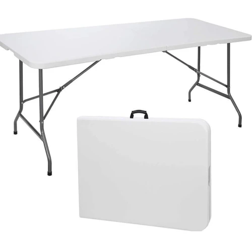6FT White Outdoor Rectangular Plastic Folding Table