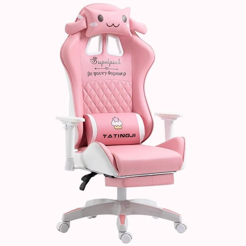 Pink Computer PC Game Chair Gaming Pu Leather Gamer Chairs With Footrest