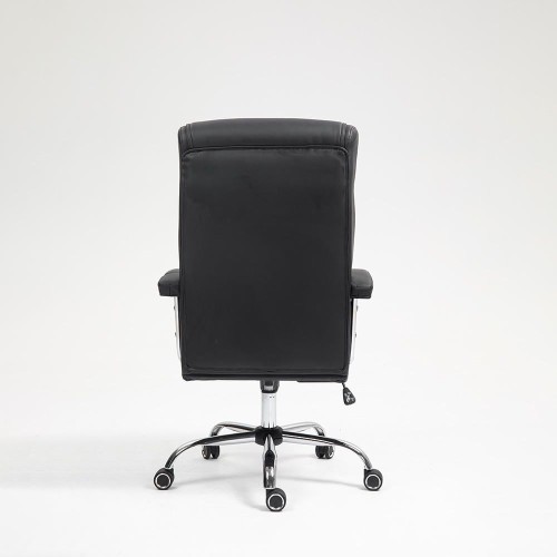 Black Tufted Synthetic Leather High-Back Office Chair - Ergonomic Swivel Desk Chair with Chrome Base &  42pcs spring