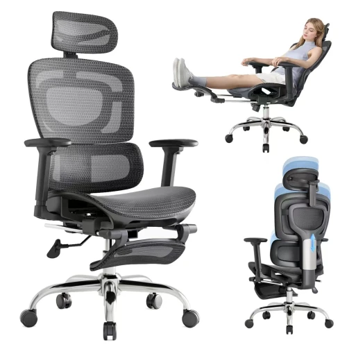 Wholesale Comfortable Swivel Luxury Moving Rocking Mesh Fabric Pro President Chair Ergonomic Office Chair with Leg Rest