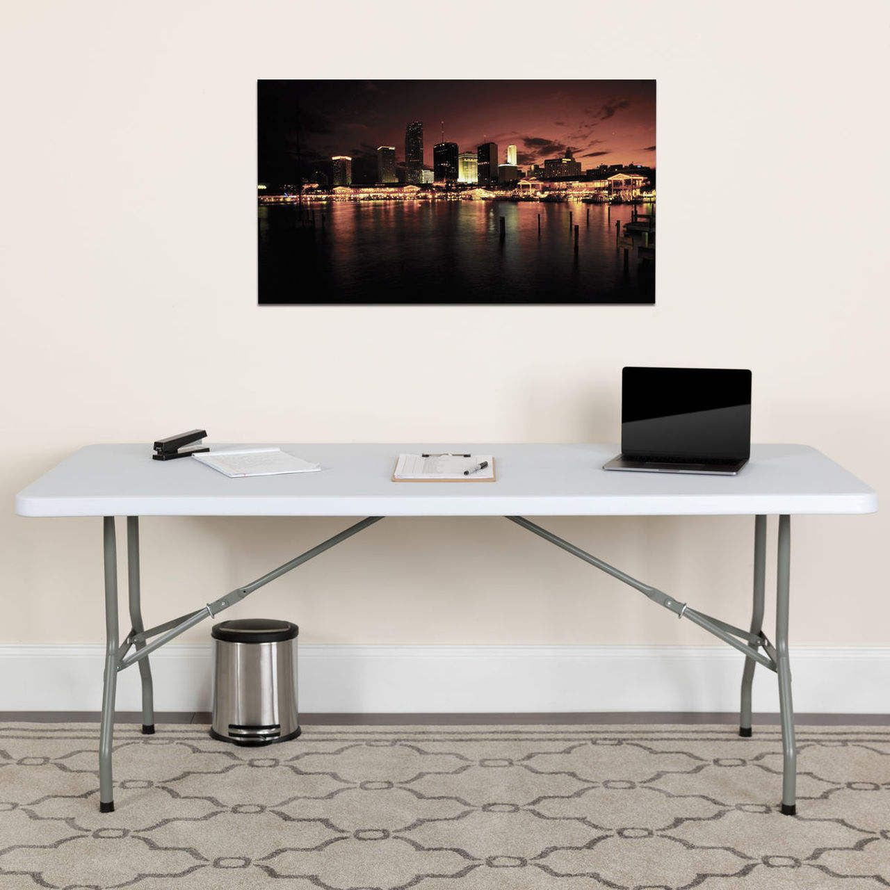 6FT White Outdoor Rectangular Plastic Folding Table