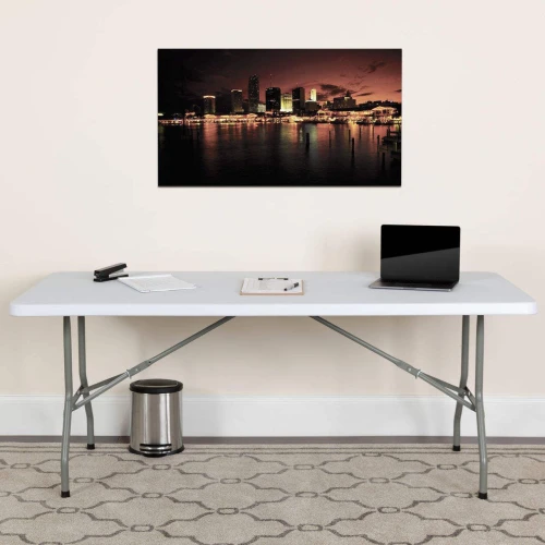 6FT White Outdoor Rectangular Plastic Folding Table