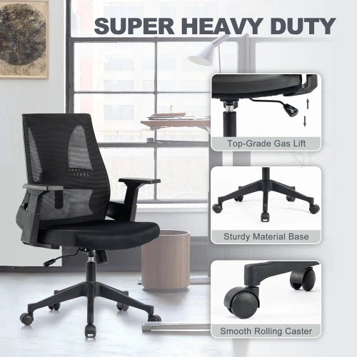 Office Chair Heavy Duty Mesh Ergonomic Computer Chairs with Adjustable Lumbar Support and Wide Comfy Seat