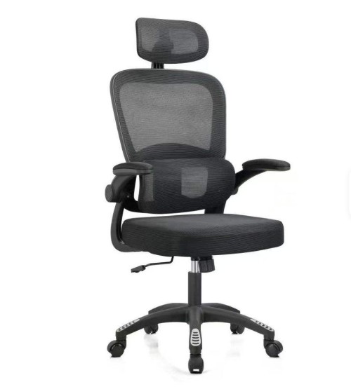 Modern Mesh Design Office Chair Height Adjustable Backrest Lumbar Support Ergonomic Fold-Up Armrests Chair
