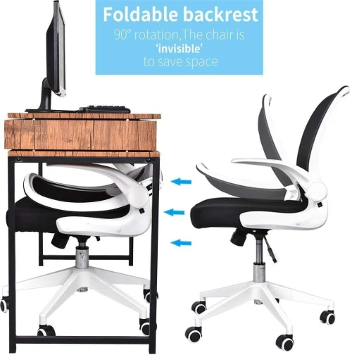 Folding Back Home Computer Desk Home Computer Desk Rotating Chair Office with Flip Arms
