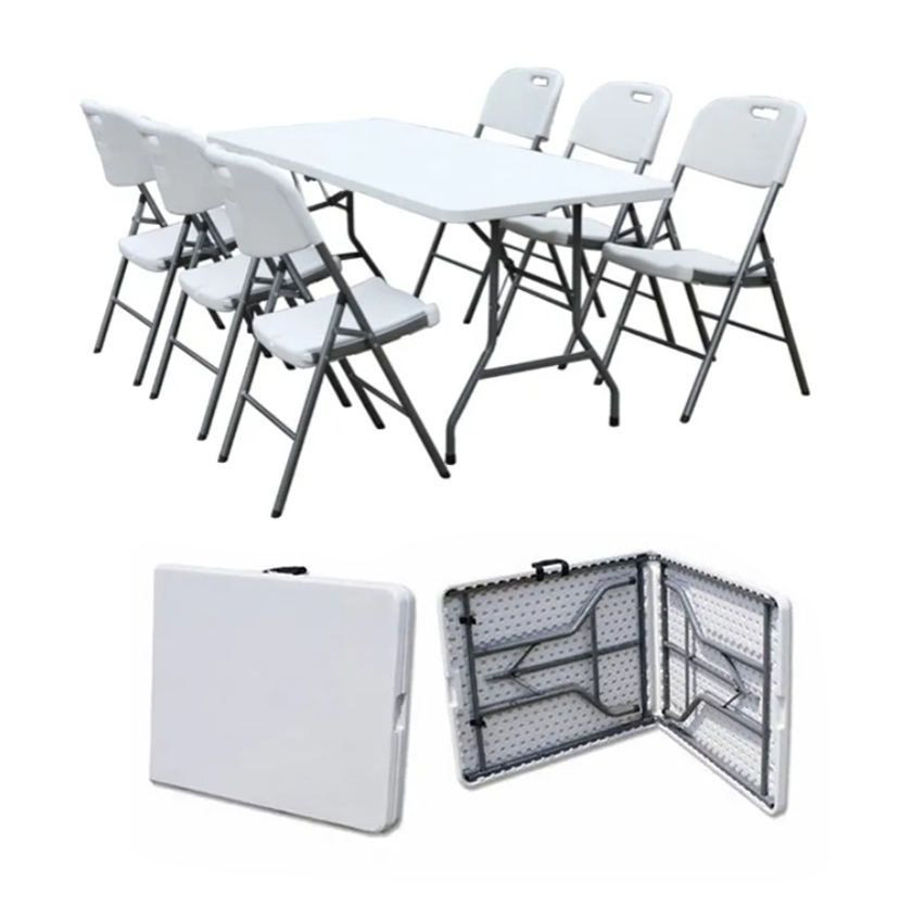 HDPE 6FT Fold in Half Blow up Dining Event Rectangle Foldable Picnic Garden Table
