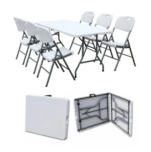 HDPE 6FT Fold in Half Blow up Dining Event Rectangle Foldable Picnic Garden Table
