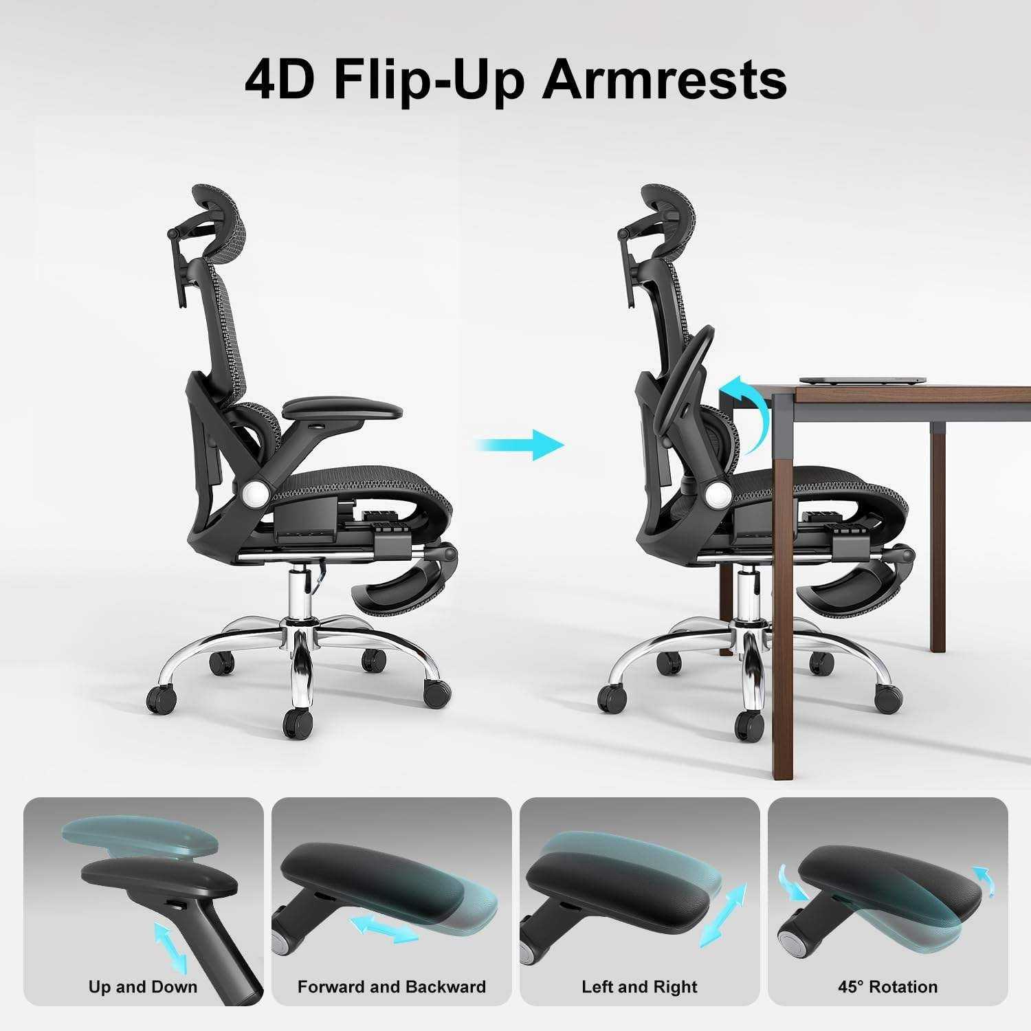 Ergonomic Office Chair with Adjustable Height Revolving Mesh Executive Chair With Footrest