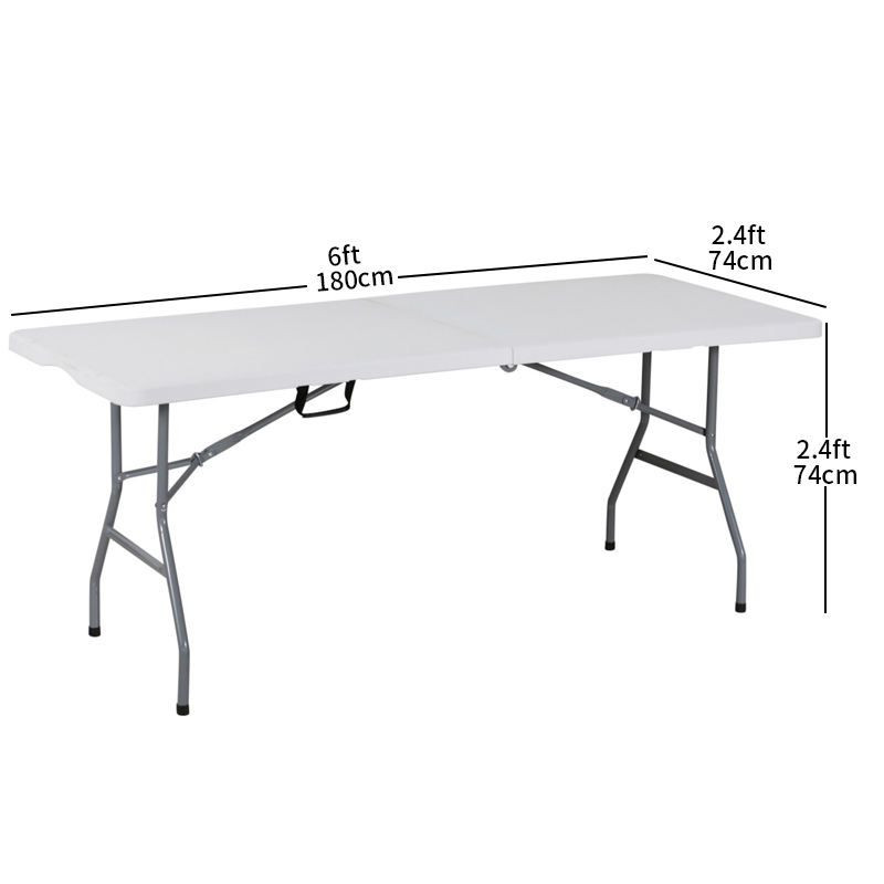 6FT White Outdoor Rectangular Plastic Folding Table