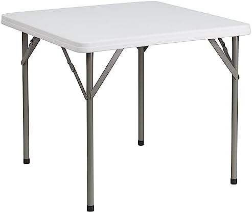 Factory Direct Sale Cheap Square Granite White Plastic Folding Table | Waterproof | Impact and Stain Resistant