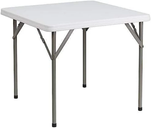 Factory Direct Sale Cheap Square Granite White Plastic Folding Table | Waterproof | Impact and Stain Resistant