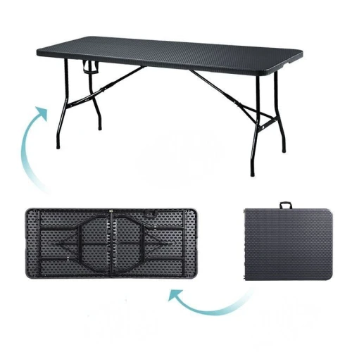 240 cm (8 Ft) Long Outdoor Folding Table Modern HDPE (High-Density Polyethylene) Plastic Stainless Steel Legs Empty