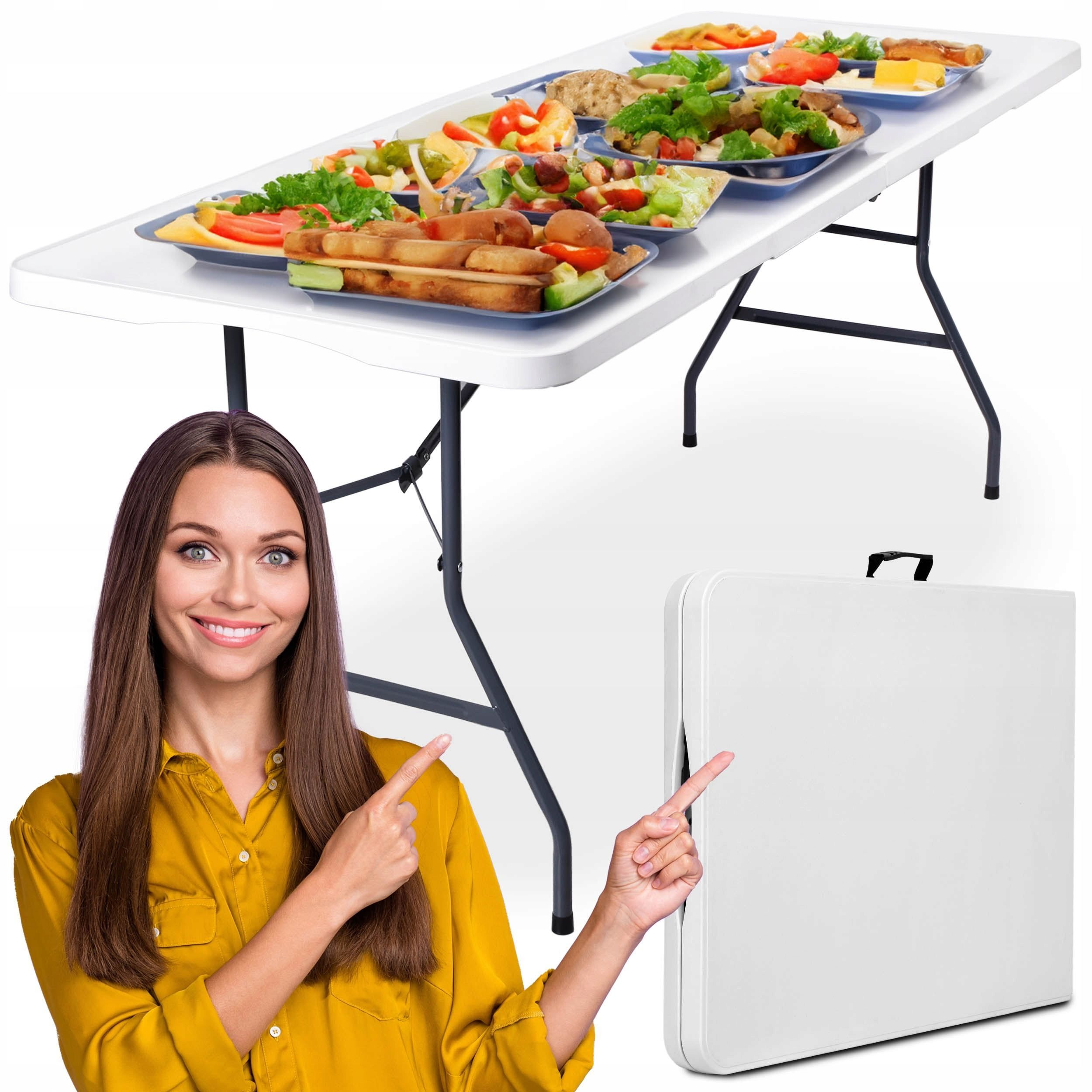HDPE 6FT Fold in Half Blow up Dining Event Rectangle Foldable Picnic Garden Table