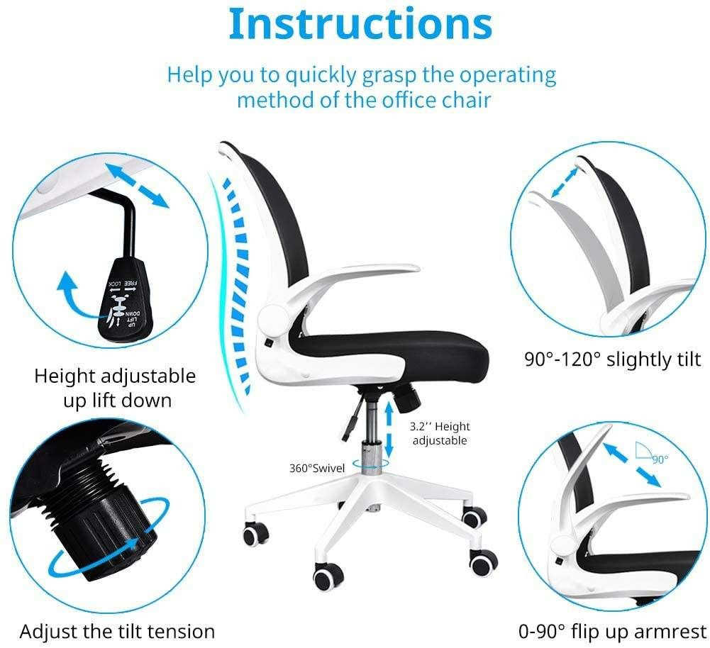 Folding Back Home Computer Desk Home Computer Desk Rotating Chair Office with Flip Arms