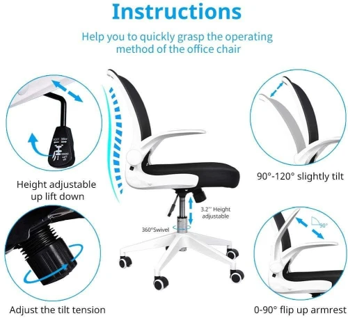 Folding Back Home Computer Desk Home Computer Desk Rotating Chair Office with Flip Arms