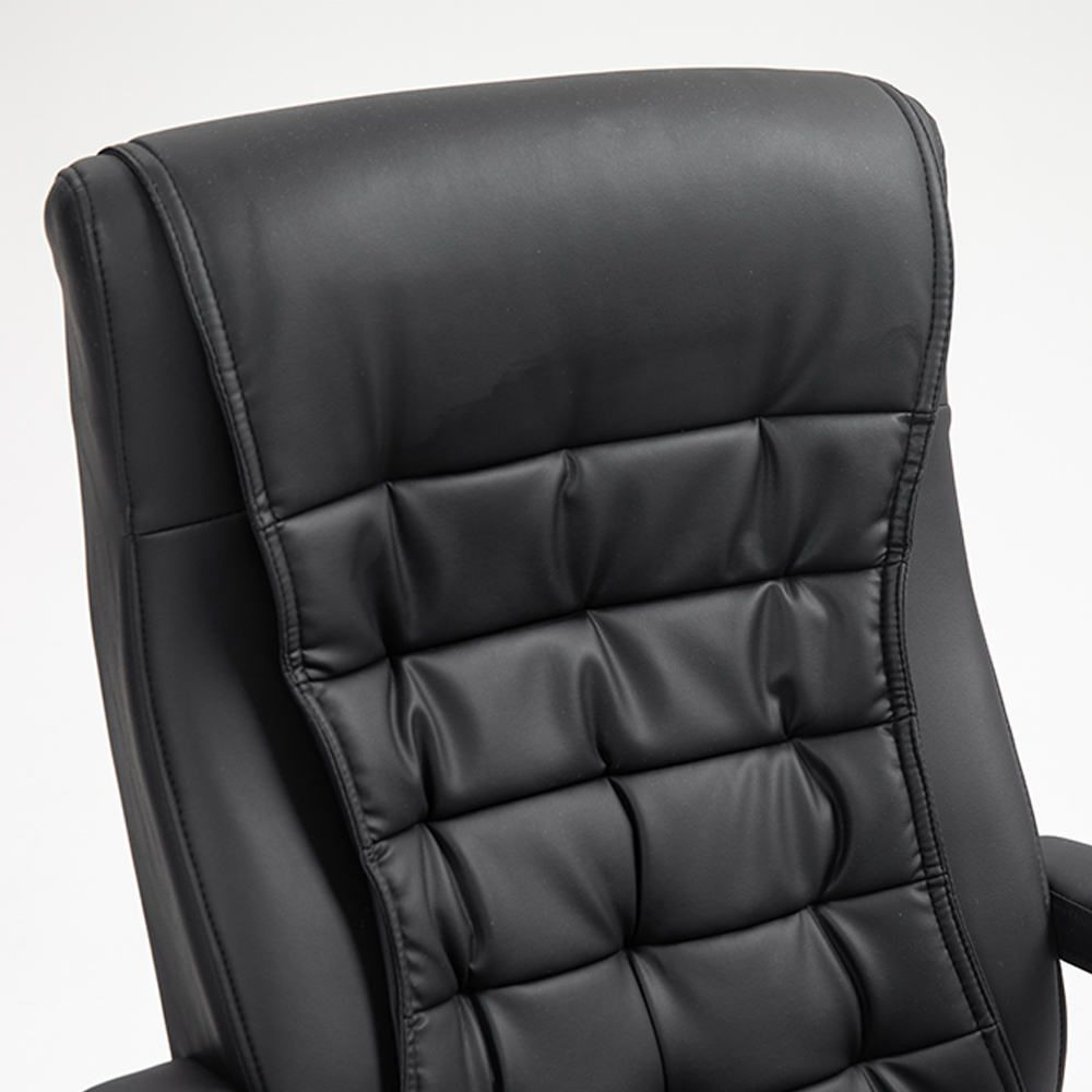 Black Tufted Synthetic Leather High-Back Office Chair - Ergonomic Swivel Desk Chair with Chrome Base &  42pcs spring
