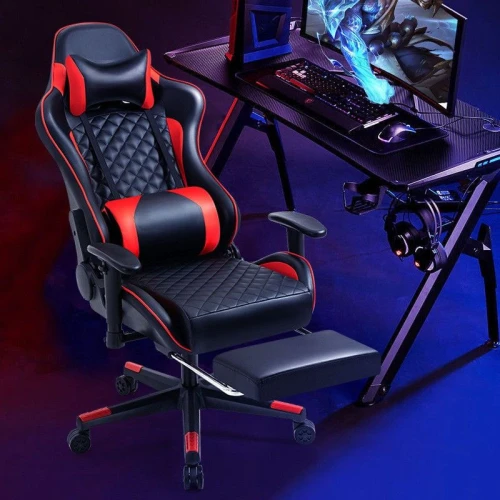 High Back Comfortable Soft Cushion E-Sport Racing Gaming Chair with Footrest