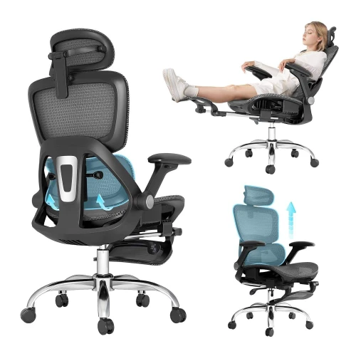 Ergonomic Office Chair with Adjustable Height Revolving Mesh Executive Chair With Footrest