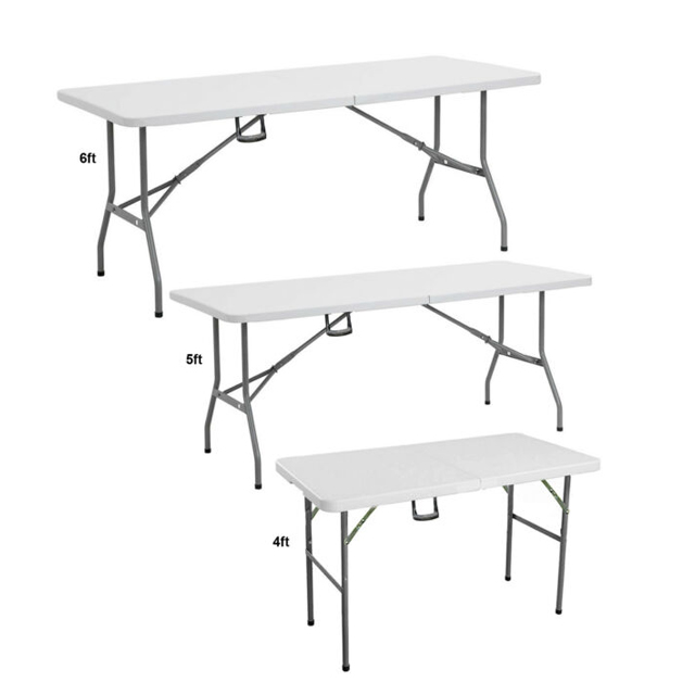 6FT White Outdoor Rectangular Plastic Folding Table