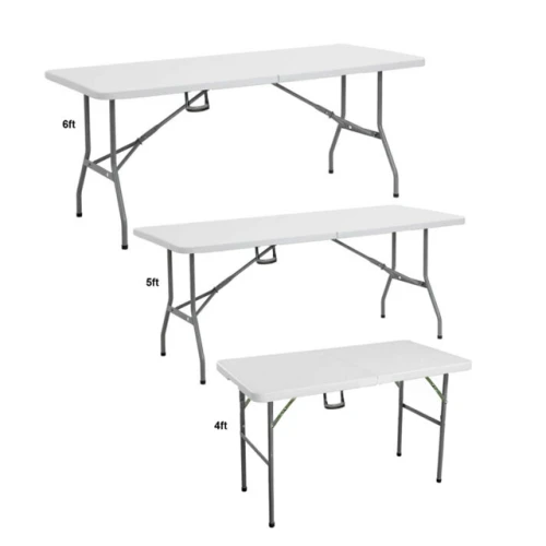 6FT White Outdoor Rectangular Plastic Folding Table