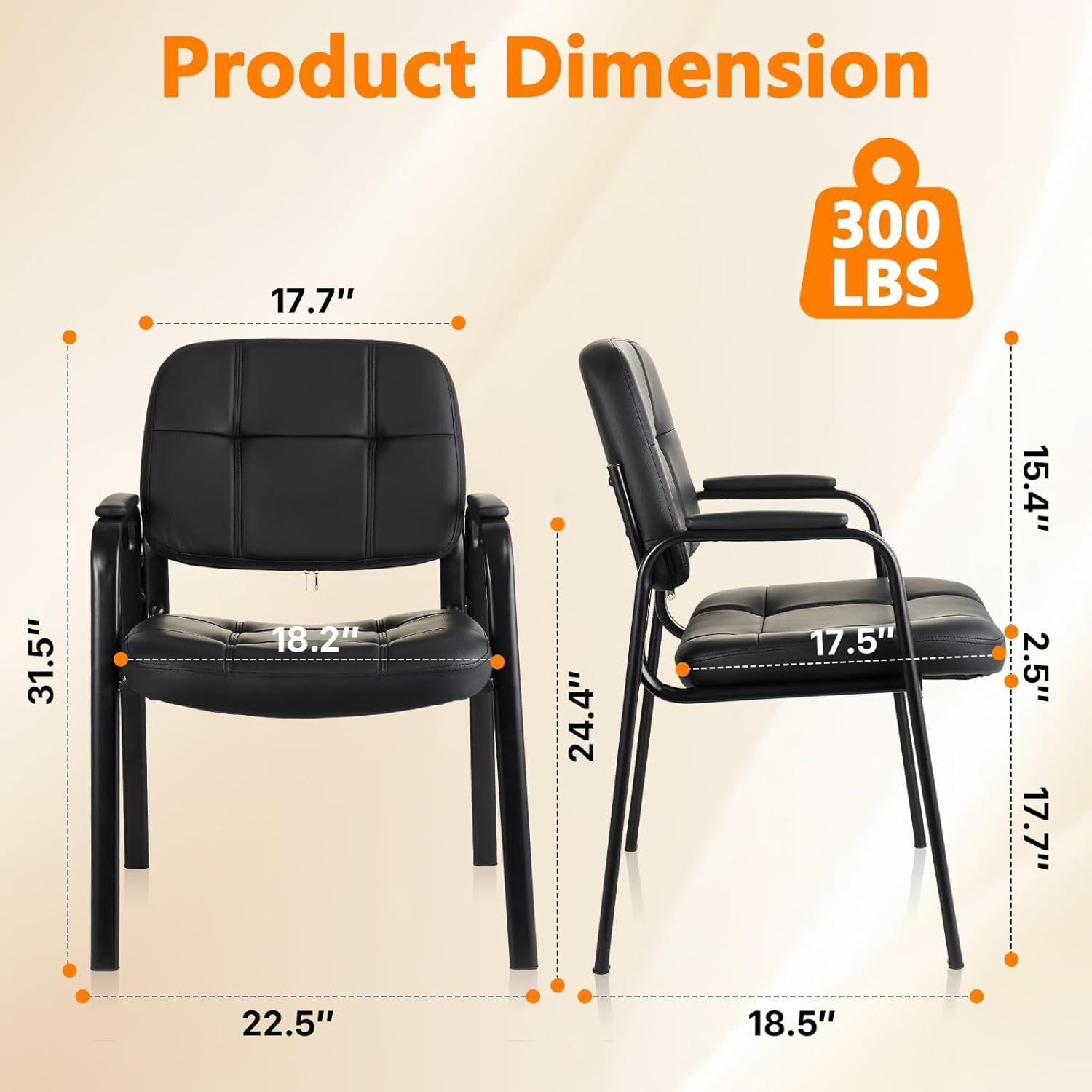 Waiting Room Guest Chair with Bonded Leather Padded Arm Rest for Office Reception and Conference