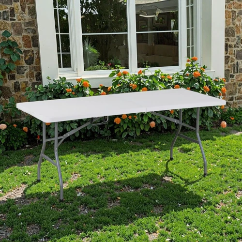 6FT White Outdoor Rectangular Plastic Folding Table