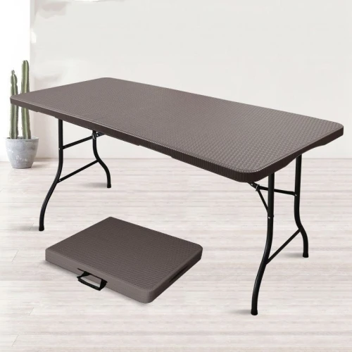 240 cm (8 Ft) Long Outdoor Folding Table Modern HDPE (High-Density Polyethylene) Plastic Stainless Steel Legs Empty