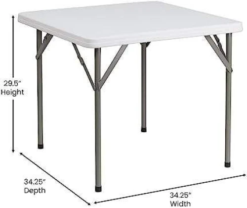Factory Direct Sale Cheap Square Granite White Plastic Folding Table | Waterproof | Impact and Stain Resistant