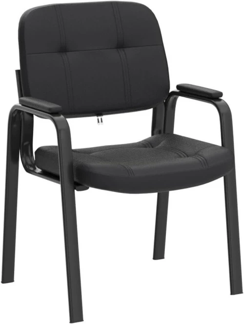 Waiting Room Guest Chair with Bonded Leather Padded Arm Rest for Office Reception and Conference