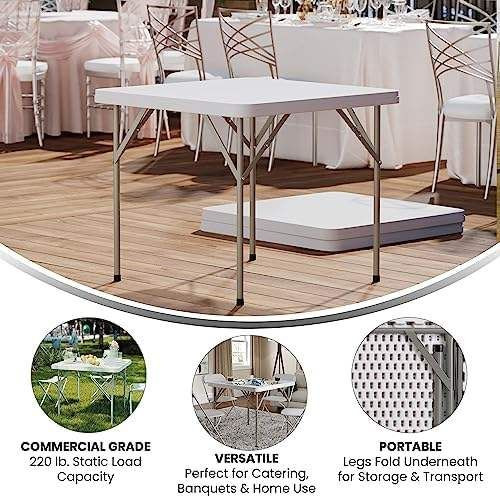 Factory Direct Sale Cheap Square Granite White Plastic Folding Table | Waterproof | Impact and Stain Resistant