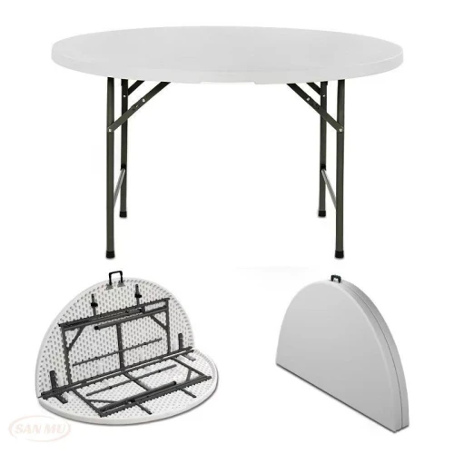 White Round Plastic Folding Table 4 5 6 Ft Table Used for Events Outdoor Wedding Banquet Modern Plastic Table Circle