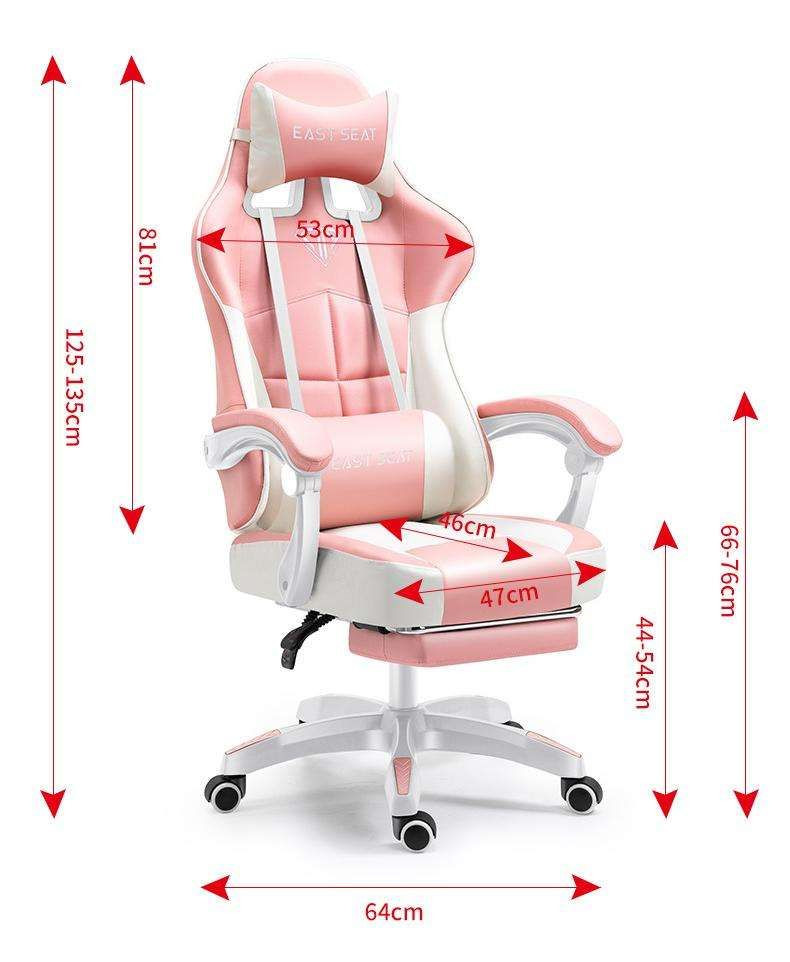 Wholesale Pink Leather Ergonomic Adjustable Height Gaming Chair with Nylon Base for Computer Room Use