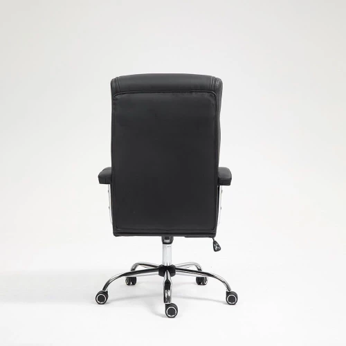 Black Tufted Synthetic Leather High-Back Office Chair - Ergonomic Swivel Desk Chair with Chrome Base &  42pcs spring