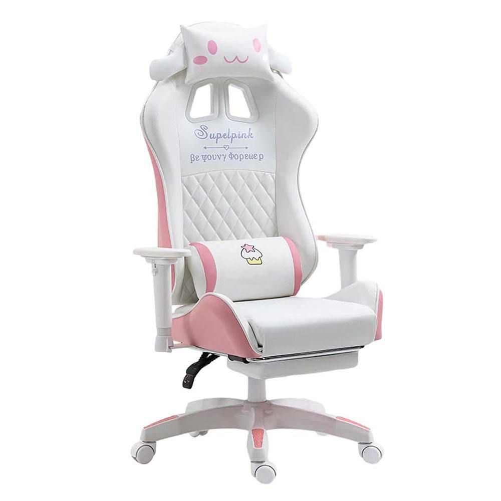 Pink Computer PC Game Chair Gaming Pu Leather Gamer Chairs With Footrest