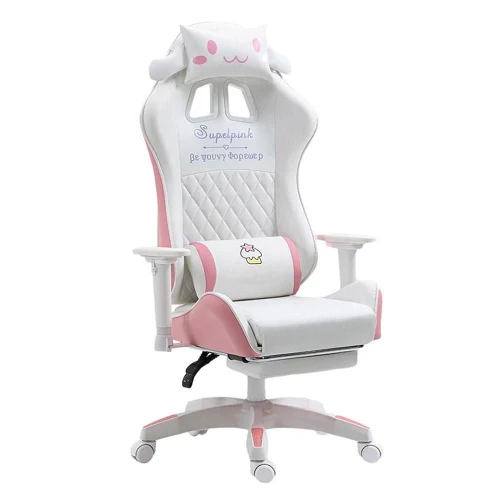 Pink Computer PC Game Chair Gaming Pu Leather Gamer Chairs With Footrest