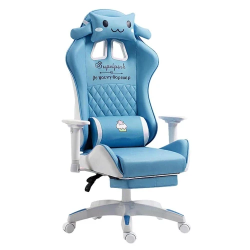Pink Computer PC Game Chair Gaming Pu Leather Gamer Chairs With Footrest