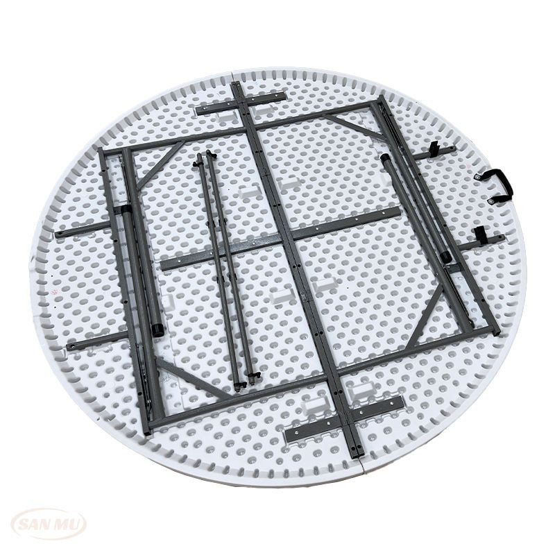 White Round Plastic Folding Table 4 5 6 Ft Table Used for Events Outdoor Wedding Banquet Modern Plastic Table Circle